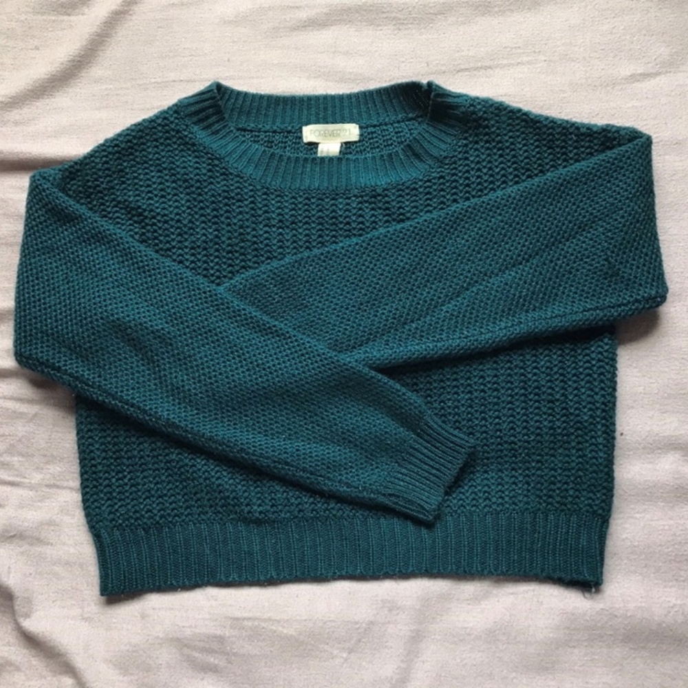 Teal cropped sweater from forever 21